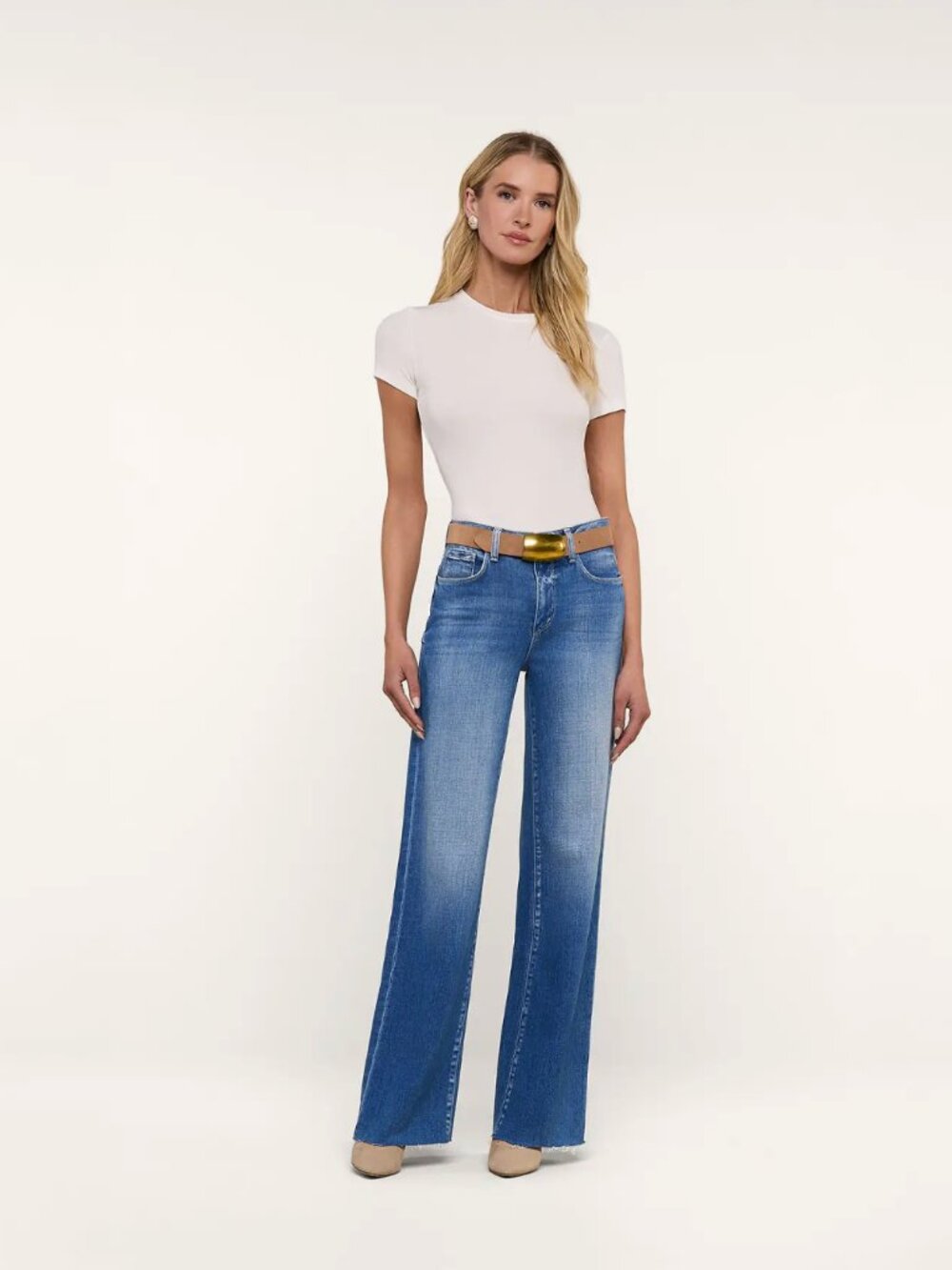 L'AGENCE Scottie Wide Leg Raw Hem in Hasting 29